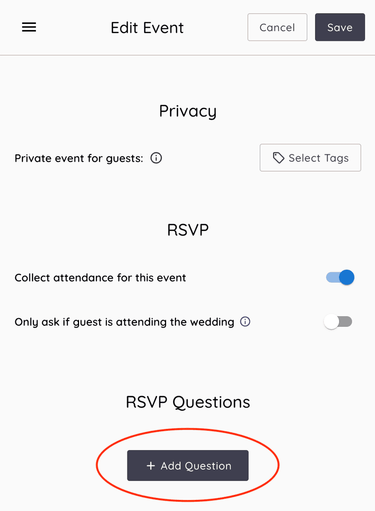 Add Rsvp question