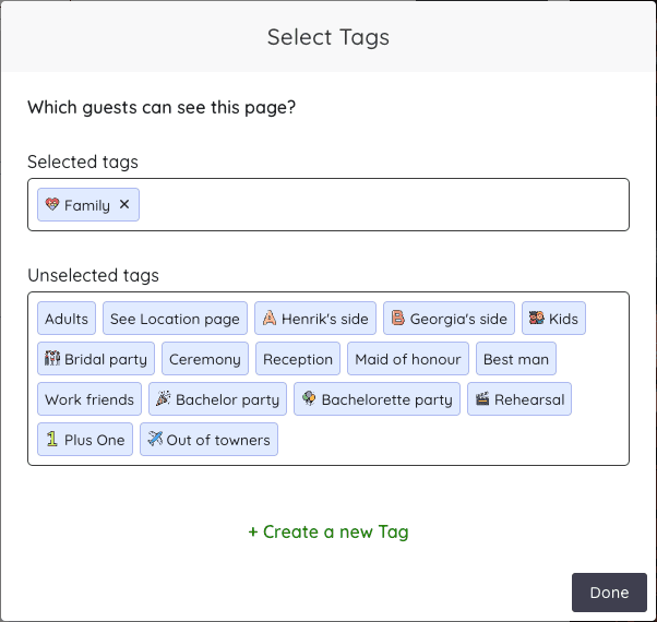 page privacy select tag