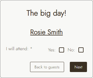 wedding website rsvp from qr code