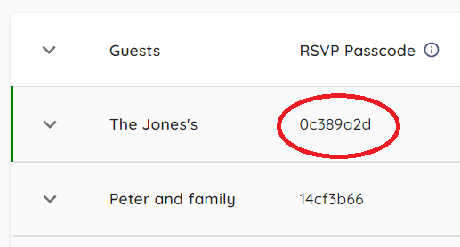 Rsvp passcode results