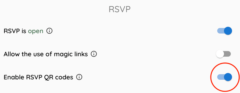Rsvp toggle QR Code