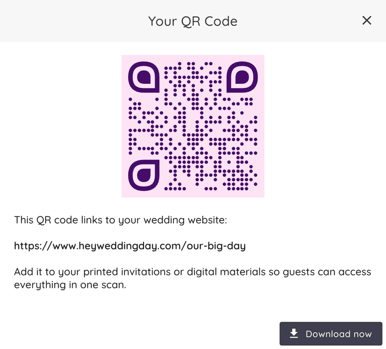 Download Wedding Website QR Code